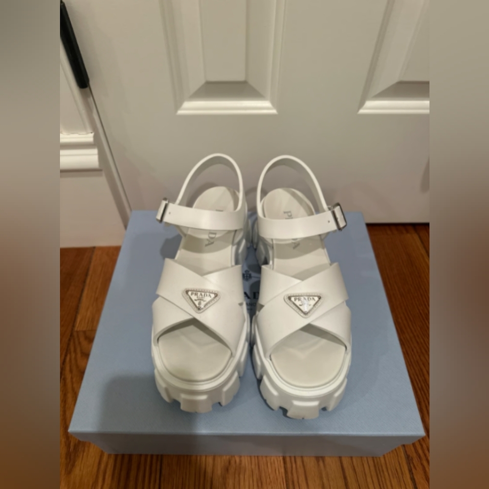Prada Monolith Leather Sandals